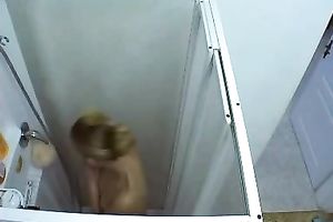 Amateur blond sweetheart Morgan receives caught taking a shower