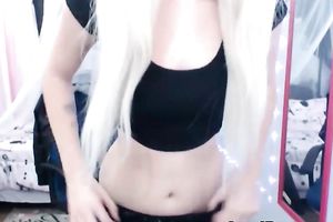 Cute Blonde Teen Fingers her Tight Pussy