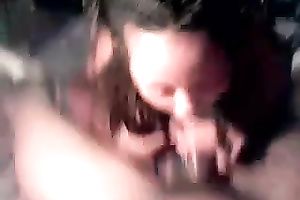 My cum-thirsty dark girlfriend enjoys swallowing my shaft on a pov camera