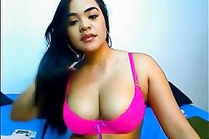 Isabella the breasty cam model plays with her wobblers and masturbates