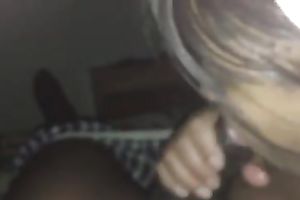 Ebony mother I'd like to fuck sucks my chocolate jock with all the excitement this babe has