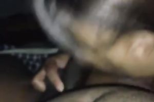 Ebony mother I'd like to fuck sucks my chocolate jock with all the excitement this babe has