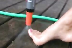 Just a college wench in my garden wearing her petite bikini