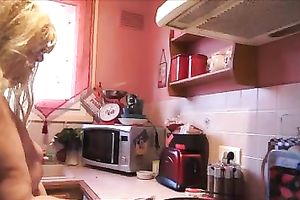 My barefaced white bitch likes cooking undressed in front of a camera
