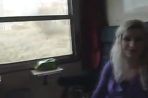 Nasty golden-haired sucks my subrigid pecker right on the educate