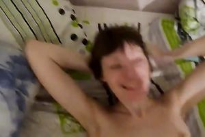 Skinny Russian dirty slut wife is cheerful to be screwed on homemade POV movie scene