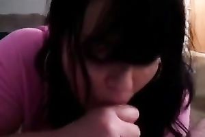 Hot POV with a overweight brunette hair harlot engulfing my weiner