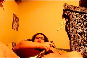 Licking my huge natural love bubbles and masturbating my crotch