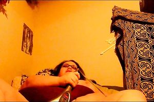 Licking my huge natural love bubbles and masturbating my crotch