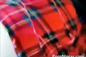 My hawt girlfriend in plaid petticoat loves getting drilled from the back