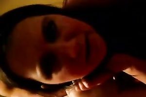 Dark-haired hottie moans sweetly during the time that I fuck her slit from behind