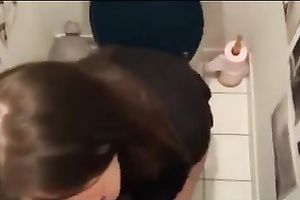 My sexy GF sucks my shaft during the time that sitting on the WC bowl