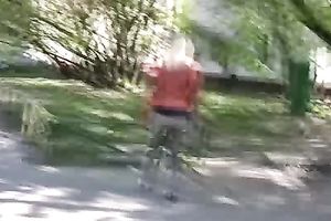 Crazy blond Irina pees her panties in the street in solo movie