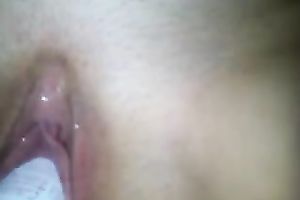 Close up vid with me shoving a can in my hairless cunt