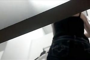 Girl with precious butt takes her shirt off in front of hidden livecam