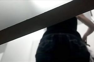 Girl with precious butt takes her shirt off in front of hidden livecam