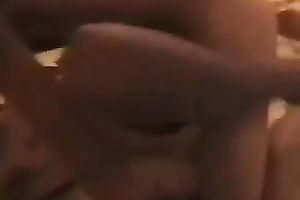 Raunchy floozy in dark nylons is mad about sex in front of a camera