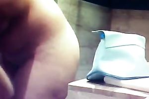 My bootyful Swiss girlfriend is having pleasure with a tampon in front of me