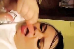 Chubby brunette hair receives that biggest penis shoved unfathomable mouth