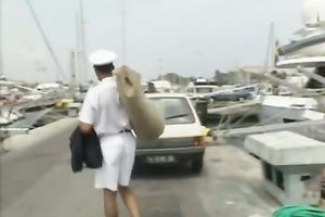 Busty and excited hottie seduces a ship captain