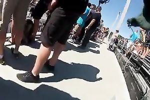 Hunting for sexy female asses at the beach with hidden camera