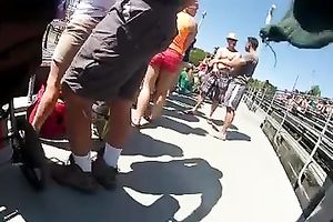 Hunting for sexy female asses at the beach with hidden camera