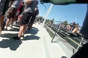 Hunting for sexy female asses at the beach with hidden camera