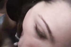 Naughty golden-haired sucks dick greedily and licks balls
