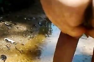 My aged wifey demonstrates her wazoo and wet crack outdoors