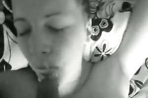 Frisky dark brown white girlfriend getting her lips glazed with cream