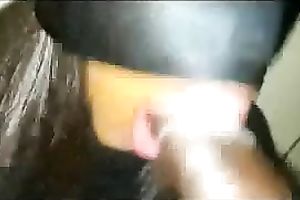Dominican cock loving floozy is blindfolded and mouthfucked