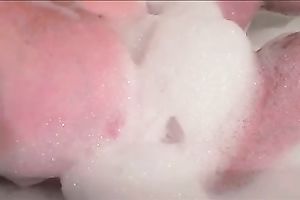 Watch my huge-breasted concupiscent black cock sluts taking a soapy bathroom