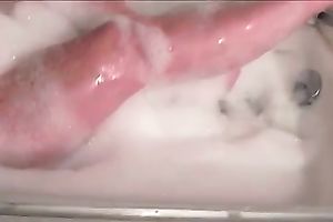 Watch my huge-breasted concupiscent black cock sluts taking a soapy bathroom