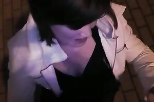 Brunette cutie sucks my weiner and acquires facialed hard