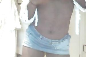 My hawt ebon girlfriend prepares surprise for me on web camera