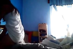 Latina young dark brown girlfriend rides me on top on web camera