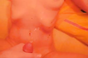 Busty delightful white bitch is playing with a sex-toy to tease me