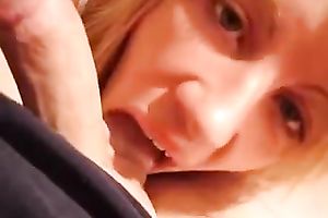 My tasty golden-haired sweetie swallows my sticky cum