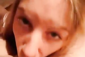 My tasty golden-haired sweetie swallows my sticky cum