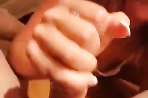 My tasty golden-haired sweetie swallows my sticky cum