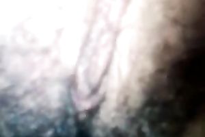 Hairy soaked and taut muff gets reamed with a vibrator