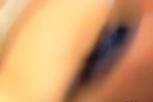 Hot blooded dark brown sex doll masturbates ardently on sofa
