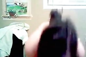 Busty dark brown college student hottie disrobes and masturbates in bathroom