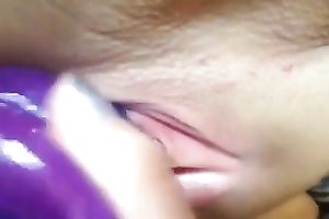 I have a fun watching my sex toy slip inside my pleasing fuckhole
