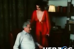 Old stud is enjoying the incredibly unshaved fur pie of a dark brown