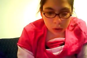 Busty sexy non-professional nerdy hottie flashes her hairy cunt