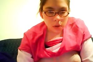 Busty sexy non-professional nerdy hottie flashes her hairy cunt