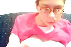 Busty sexy non-professional nerdy hottie flashes her hairy cunt