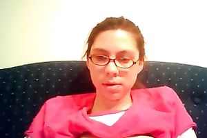 Busty sexy non-professional nerdy hottie flashes her hairy cunt