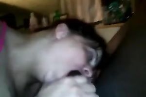 Enormous dark shiny pecker of my colleague doesn't fit in my throat